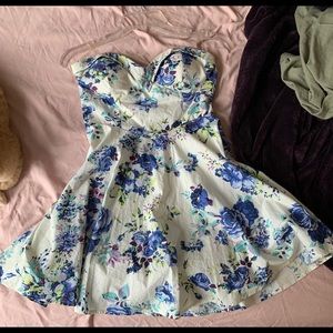 Blue and yellow flowered dress